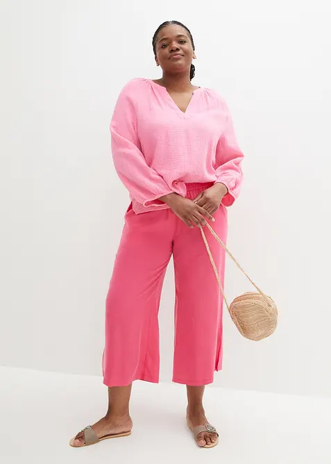 Blouse oversize en gaze de coton, bonprix