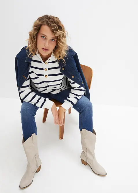 Longsweatshirt mit Troyer-Kragen, bonprix