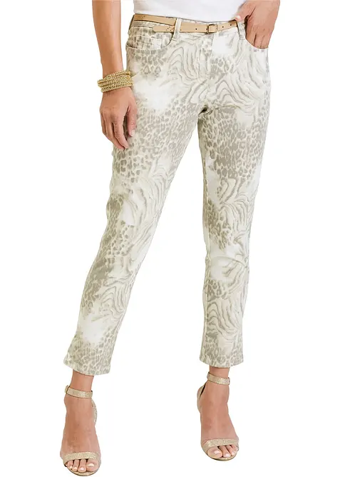 Pantalon extensible 7/8 imprim&eacute;, bonprix