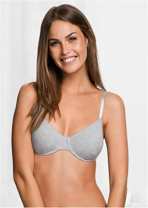 Lot de 3 soutiens-gorge coton moulés à armatures, bonprix