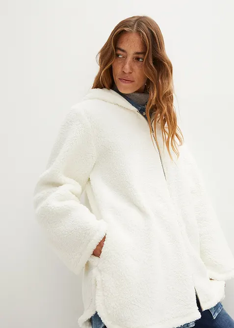 Veste en sherpa coupe trapèze avec fentes latérales, bonprix