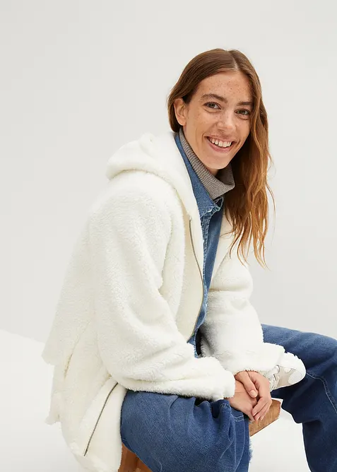 Teddy-Fleece Jacke in A-Linie mit Seitenschlitzen, bonprix