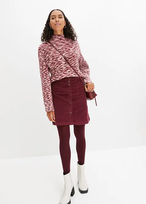 Stretch-Cordrock mit Knopfleiste, bonprix