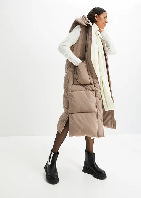 Veste sans manches matelassée en polyester recyclé avec capuche amovible, bonprix