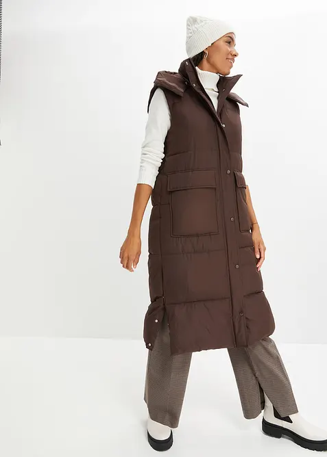 Wattierte Steppweste mit abnehmbarer Kapuze, bonprix