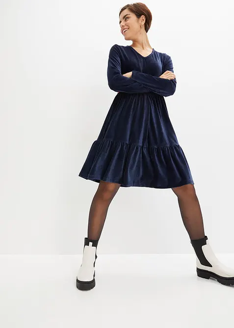 Minikleid aus elastischen Samt, bonprix