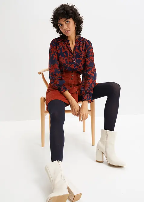 Chemisier en mousseline à détails smockés, bonprix