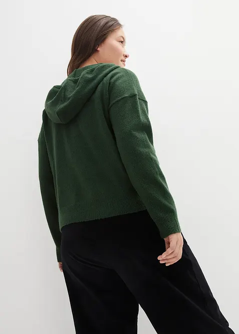 Strick-Pullover mit V-Ausschnitt und Kapuze, bonprix
