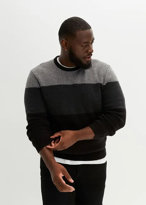 Pull col rond style color block, bonprix