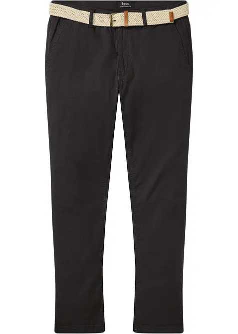 Pantalon chino droit avec taille &eacute;lastique et ceinture, regular, bonprix