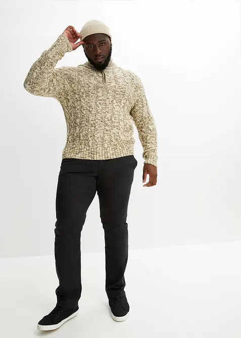 Regular Fit Chinohose mit Komfortbund und G&uuml;rtel, Straight, bonprix