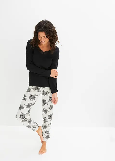 Pyjama à dentelle et poches latérales, bonprix