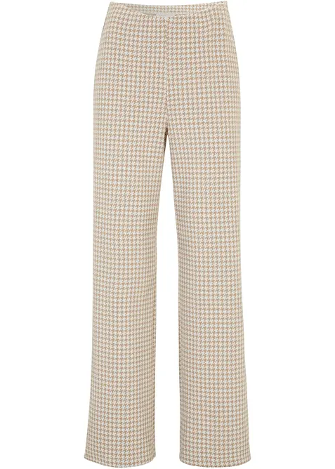 Pantalon extensible à motif pied-de-poule, Wide leg, bonprix