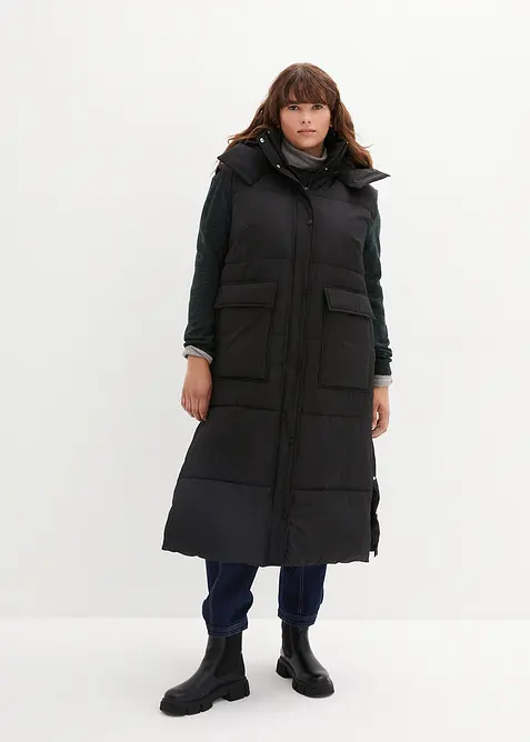 Wattierte Steppweste mit abnehmbarer Kapuze, bonprix