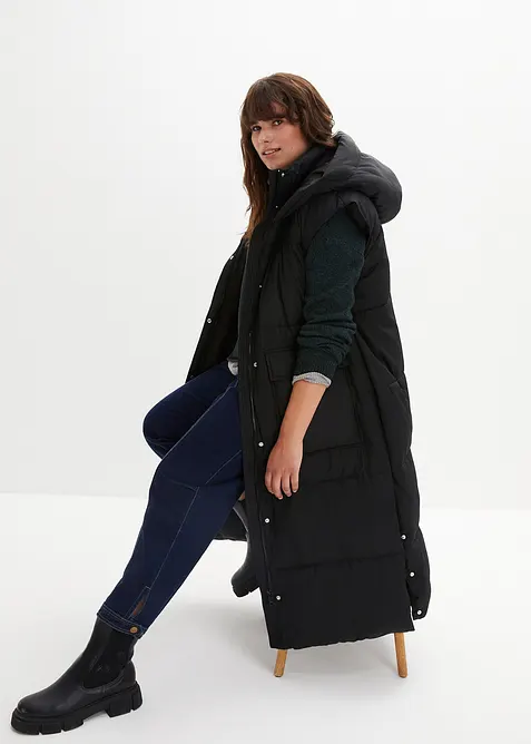 Wattierte Steppweste mit abnehmbarer Kapuze, bonprix