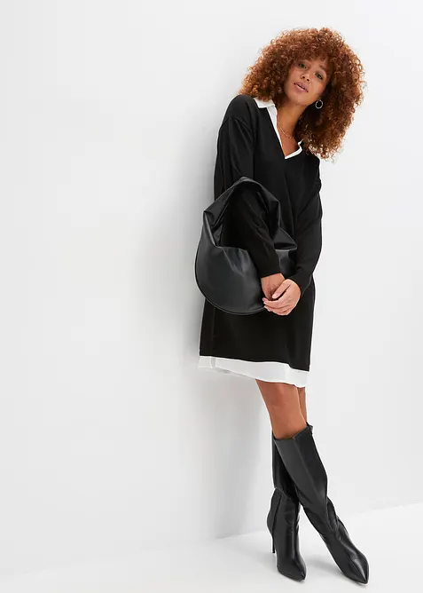 Strickkleid mit Blusen-Einsatz, bonprix