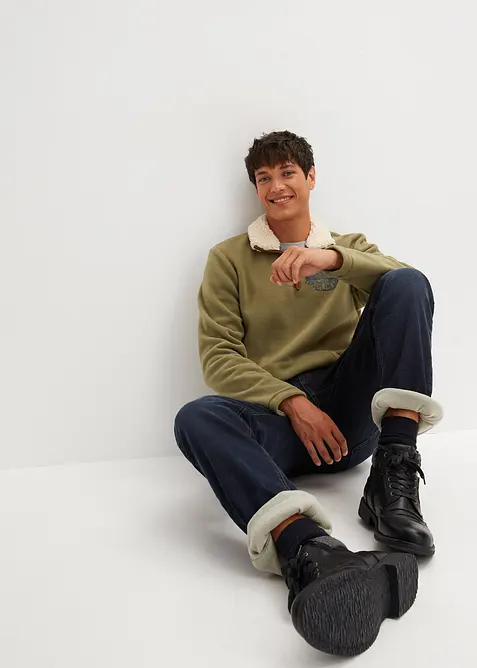 Thermo Relaxed Fit Stretch-Jeans mit Komfortbund, Straight, bonprix