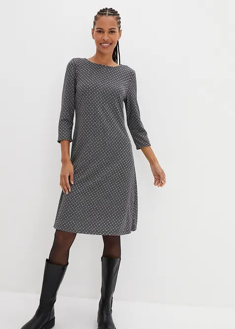 Punto di Roma-Kleid mit Jaquardmuster aus Viskose-Mix, bonprix