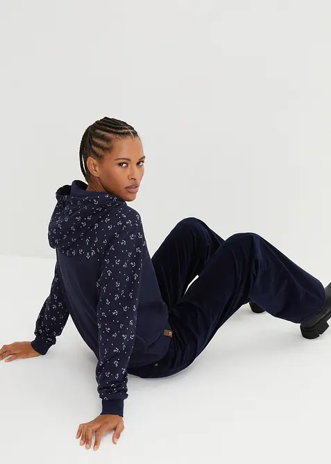 Kapuzensweatshirt mit Reißverschluss aus reiner Baumwolle, bonprix