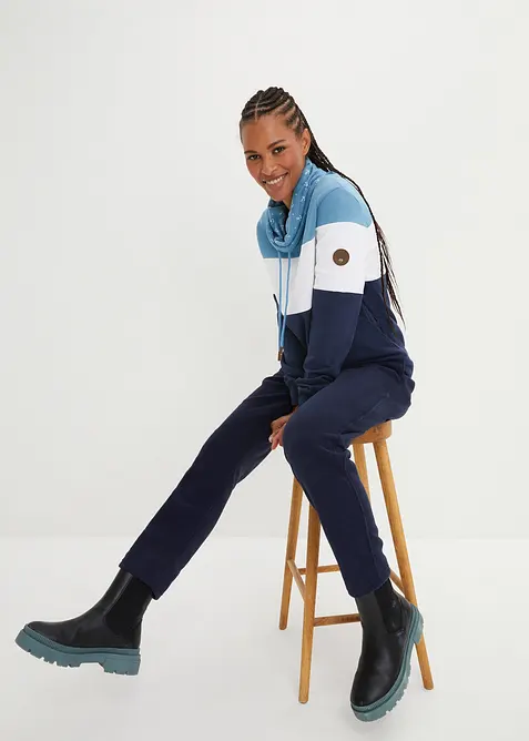 Sweatshirt mit bedrucktem Kragen aus reiner Baumwolle, bonprix