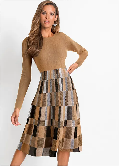 Ausgestelltes Jacquard-Strickkleid, bonprix