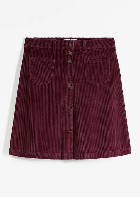 Stretch-Cordrock mit Knopfleiste, bonprix