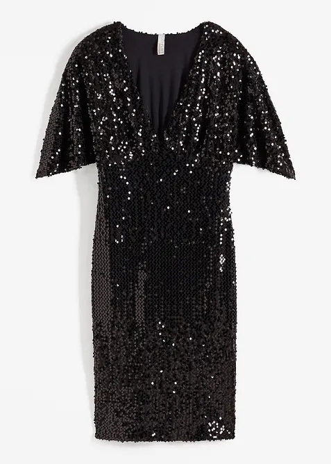 Robe à sequins et décolleté plongeant, bonprix