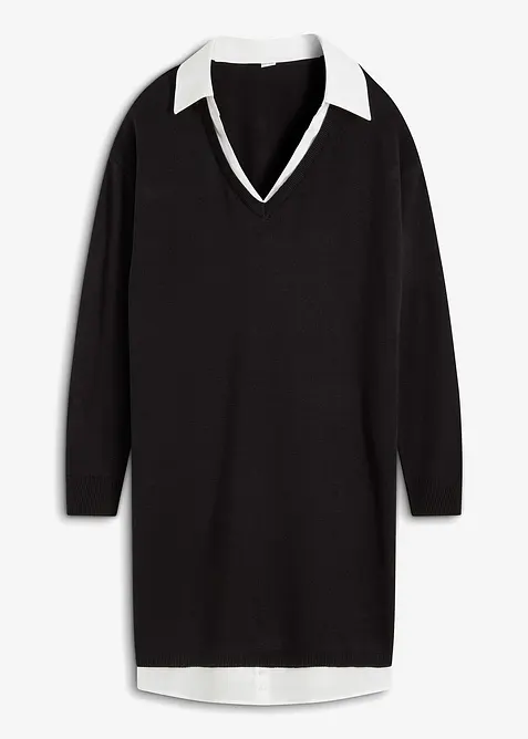 Strickkleid mit Blusen-Einsatz, bonprix