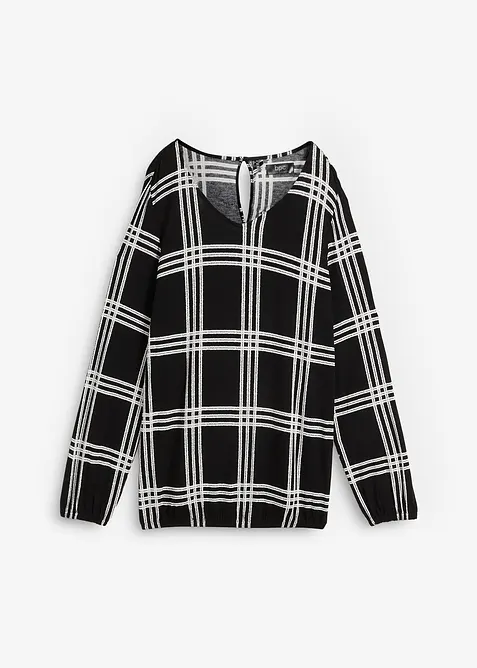 Shirt mit elastischem Saum, langarm, bonprix