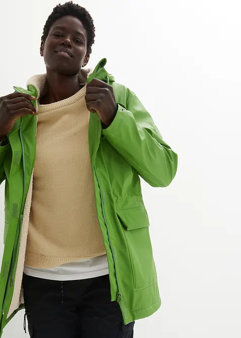 Veste de pluie avec doublure peluche en mati&egrave;re imperm&eacute;able, bonprix