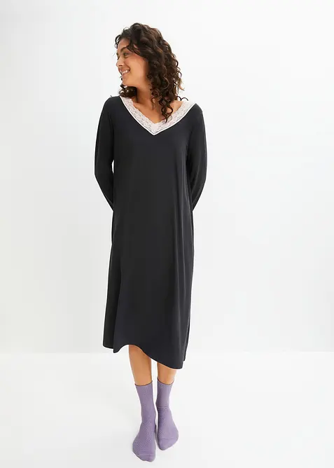 Chemise de nuit longue avec viscose et dentelle, bonprix