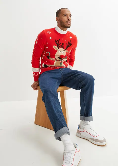 Pull en fine maille avec motif de Noël, bonprix