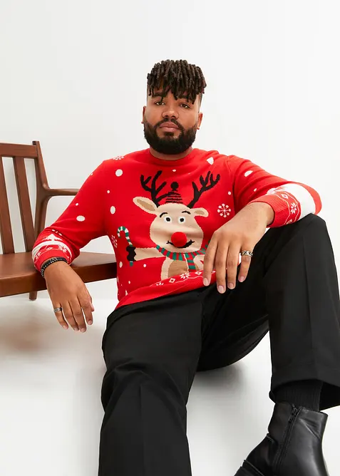 Pull en fine maille avec motif de Noël, bonprix
