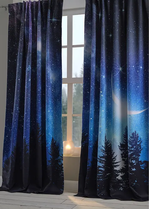 Rideaux obscurcissants motif ciel étoilé (2 pces), bonprix