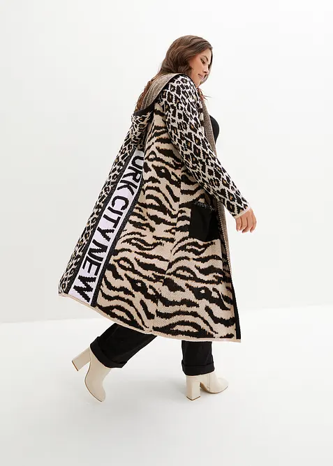 Strickmantel mit Pailletten und Kapuze, bonprix