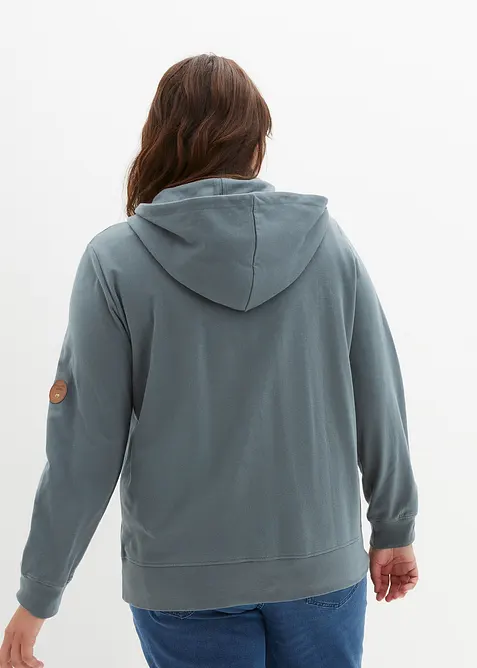 Sweat zippé à capuche, 100% coton, bonprix
