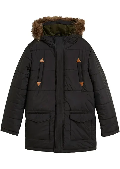 Parka d’hiver à détails enduits et capuche bordée, bonprix
