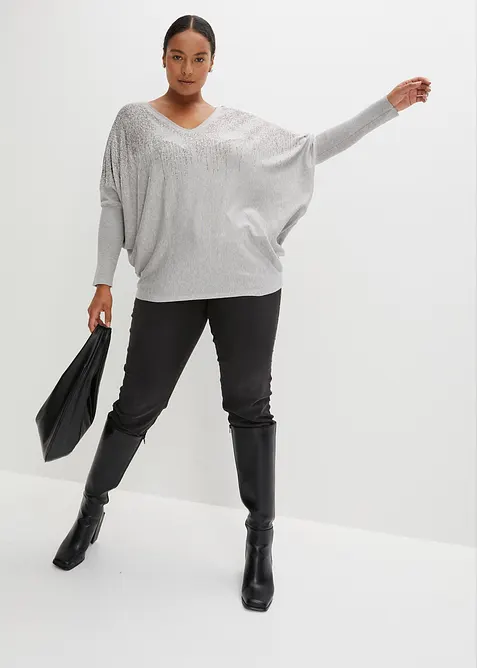Feinstrickpullover mit Strass-Applikation, bonprix