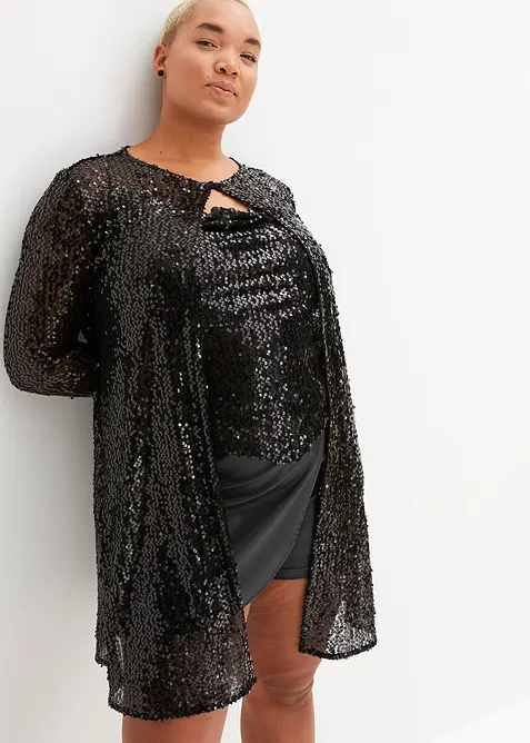 Long gilet &agrave; sequins, bonprix