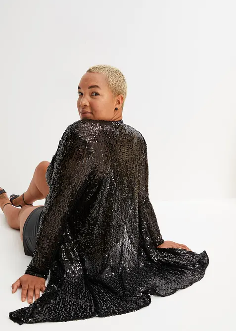 Long gilet &agrave; sequins, bonprix