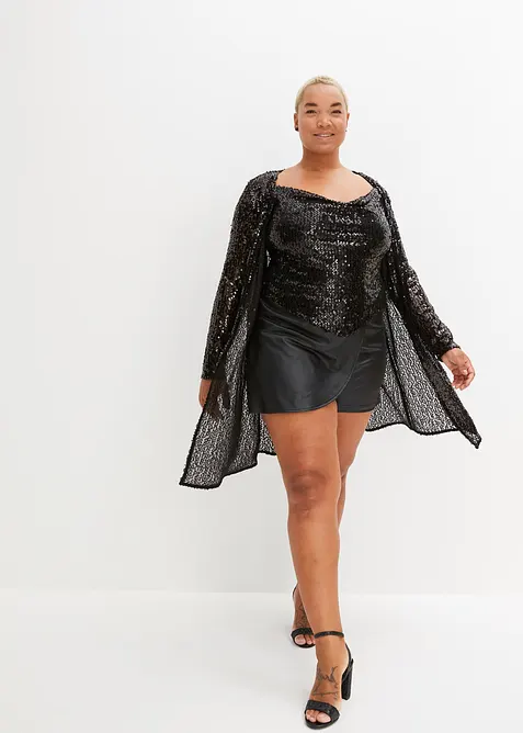 Long gilet &agrave; sequins, bonprix