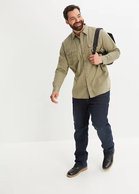 Thermo Relaxed Fit Stretch-Jeans mit Komfortbund, Straight, bonprix