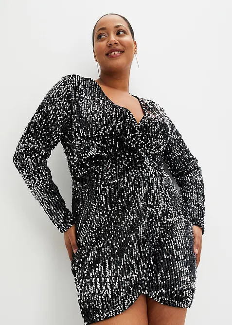 Robe &agrave; sequins en velours doux, bonprix