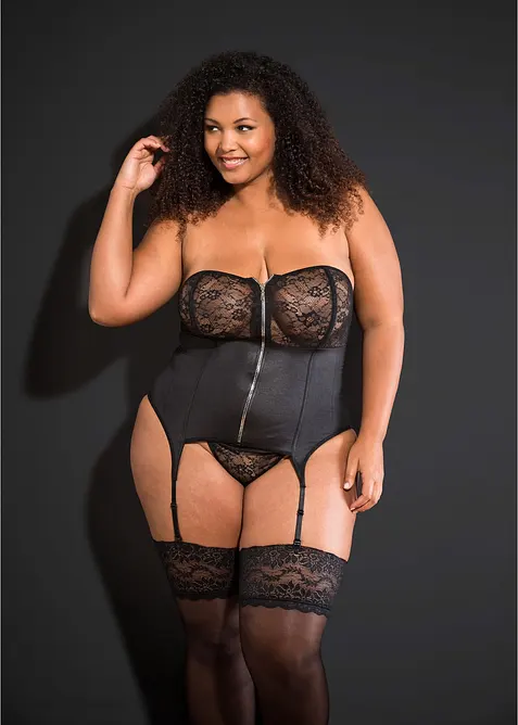 Gu&ecirc;pi&egrave;re avec porte-jarretelles et string (ens. 2&nbsp;pces), bonprix