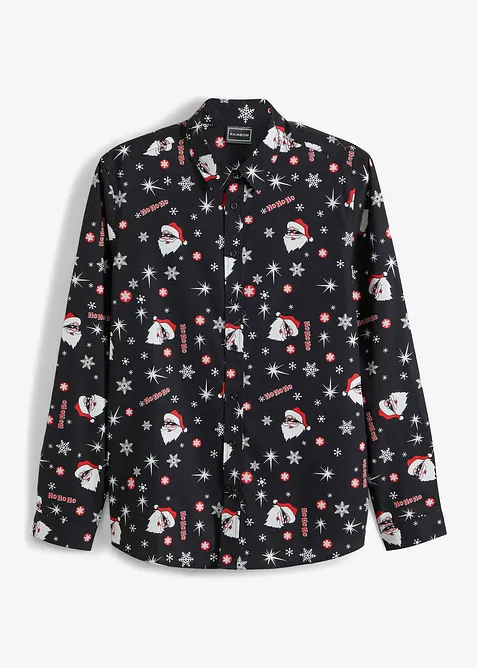 Chemise slim avec imprimé de Noël, 100% coton, bonprix