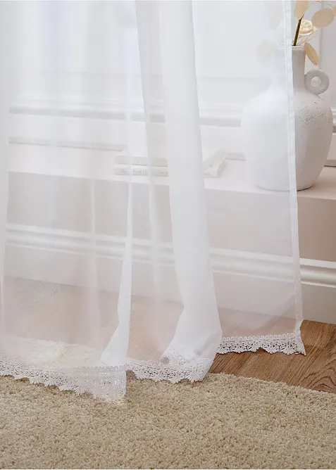 Gardinen Store mit recyceltem Polyester mit Spitzenkante, bonprix