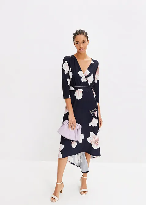 Robe longue derrière en jersey avec ceinture à nouer, bonprix