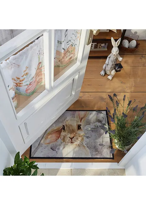 Paillasson lavable &agrave; motif lapin, bonprix