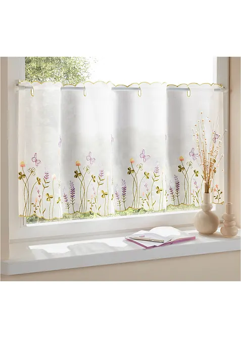 Scheibengardine mit Blumen Stickerei, bonprix