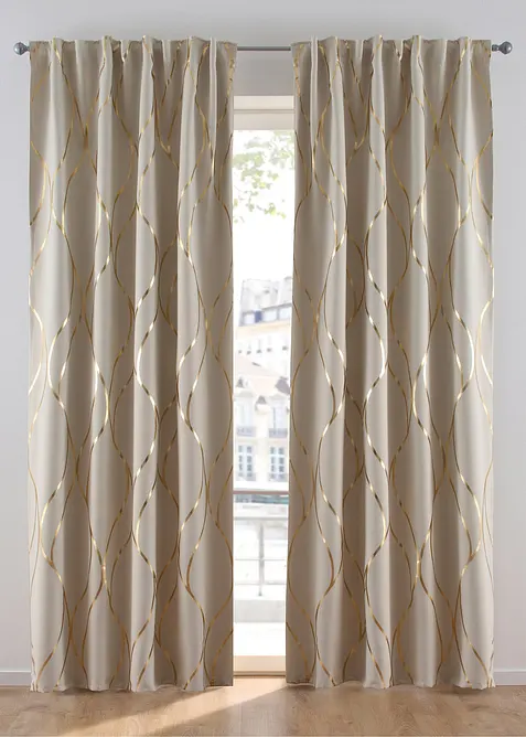 Abdunkelnder Vorhang mit Glanz Druck (1er Pack), bonprix
